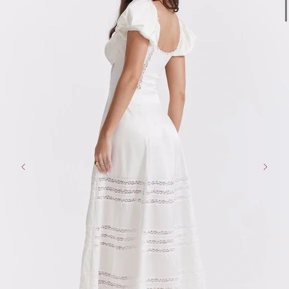 House of CB EVIANA Ivory Real Silk Puff Sleeve Dress SIZE XS REG CUP - Picture 4 of 5